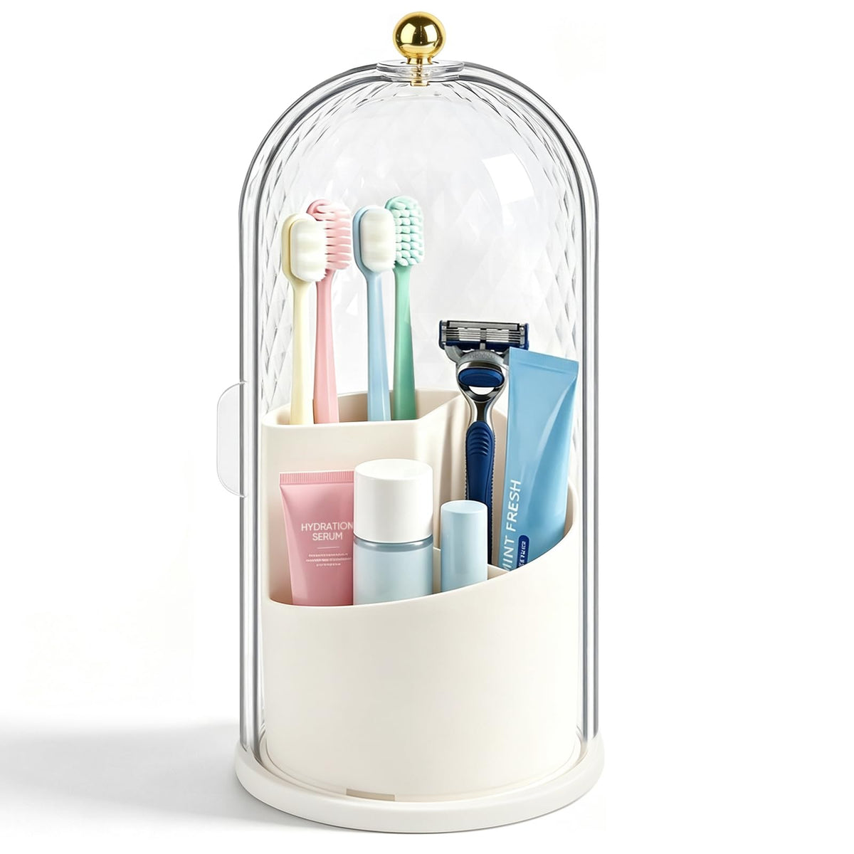 Toothbrush Holder with Cover, 3-Slot Rotating Bathro | All Products - Image 1