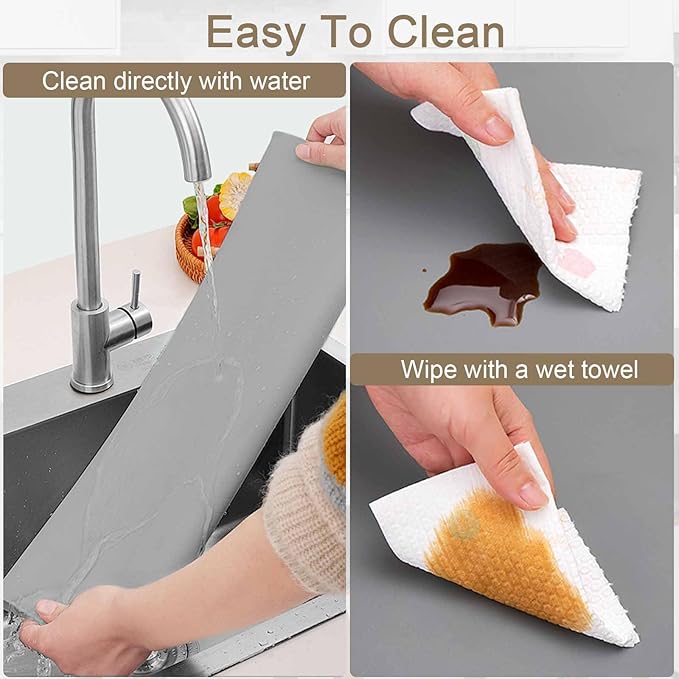 48"x24"(120cmx60cm) Large Silicone Mat for Kitchen Counter, Non-Slip Heat Resistant Countertop Protector, Waterproof Multipurpose Mat for Kitchen Island(2Pack, Dark Gray)