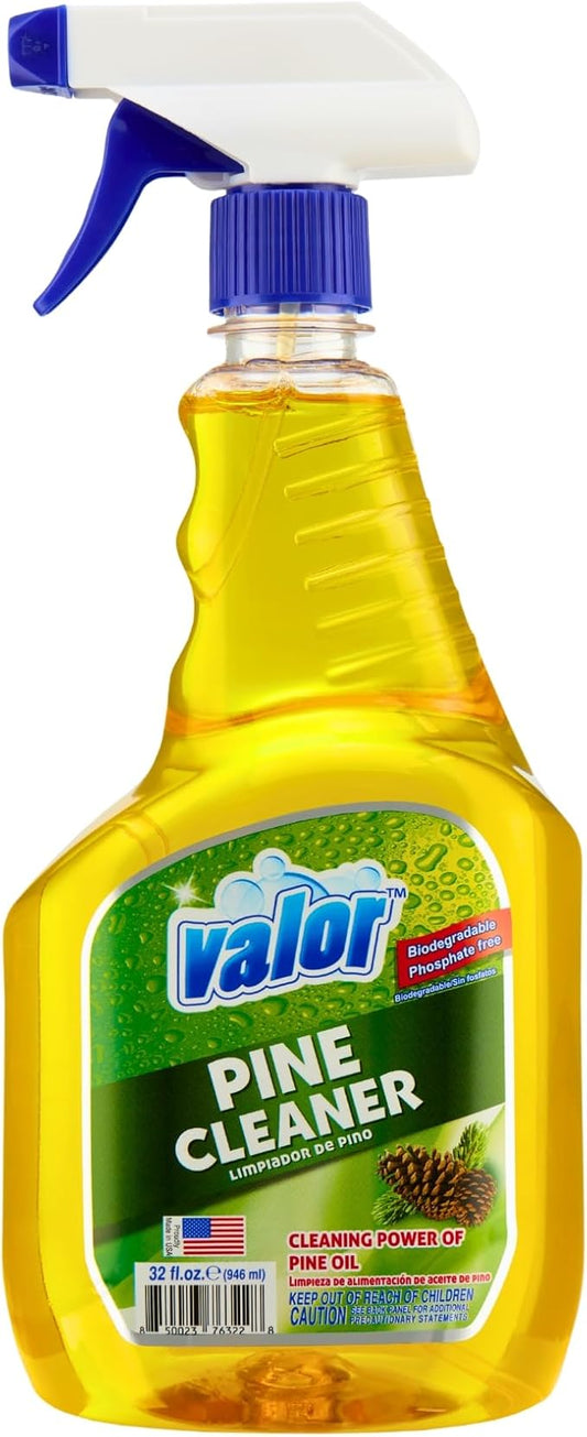 Valor Pine All-Purpose Cleaner with Trigger Sprayer, 32 fl oz – Multi-Surface Household Cleaner, Powerful Degreaser, Biodegradable, Fresh Pine Scent, Kitchen & Bathroom Use (32 Fl Oz (Pack of 1))