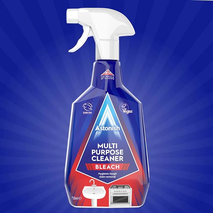 Astonish Multi Purpose Cleaning Spray With The Added Power Of Bleach - All Purpose Cleaning Solution Removes Heavy Duty Stains & Hygienically Cleans Bathrooms & Kitchen Surfaces, 750ml Spray Bottle