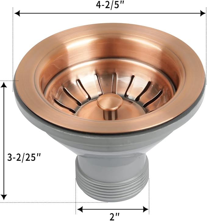 Akicon Copper Kitchen Sink Stopper Replacement for 3-1/2 Inch Standard Strainer Drain, Solid Brass with Post Styled Basket