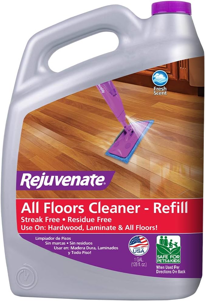 RejuvenateRejuvenate High Performance All-Floors and Hardwood No Bucket Needed Floor Cleaner, 128oz & Click N Clean Microfiber Mop Cleaning Pad RefillRejuvenate