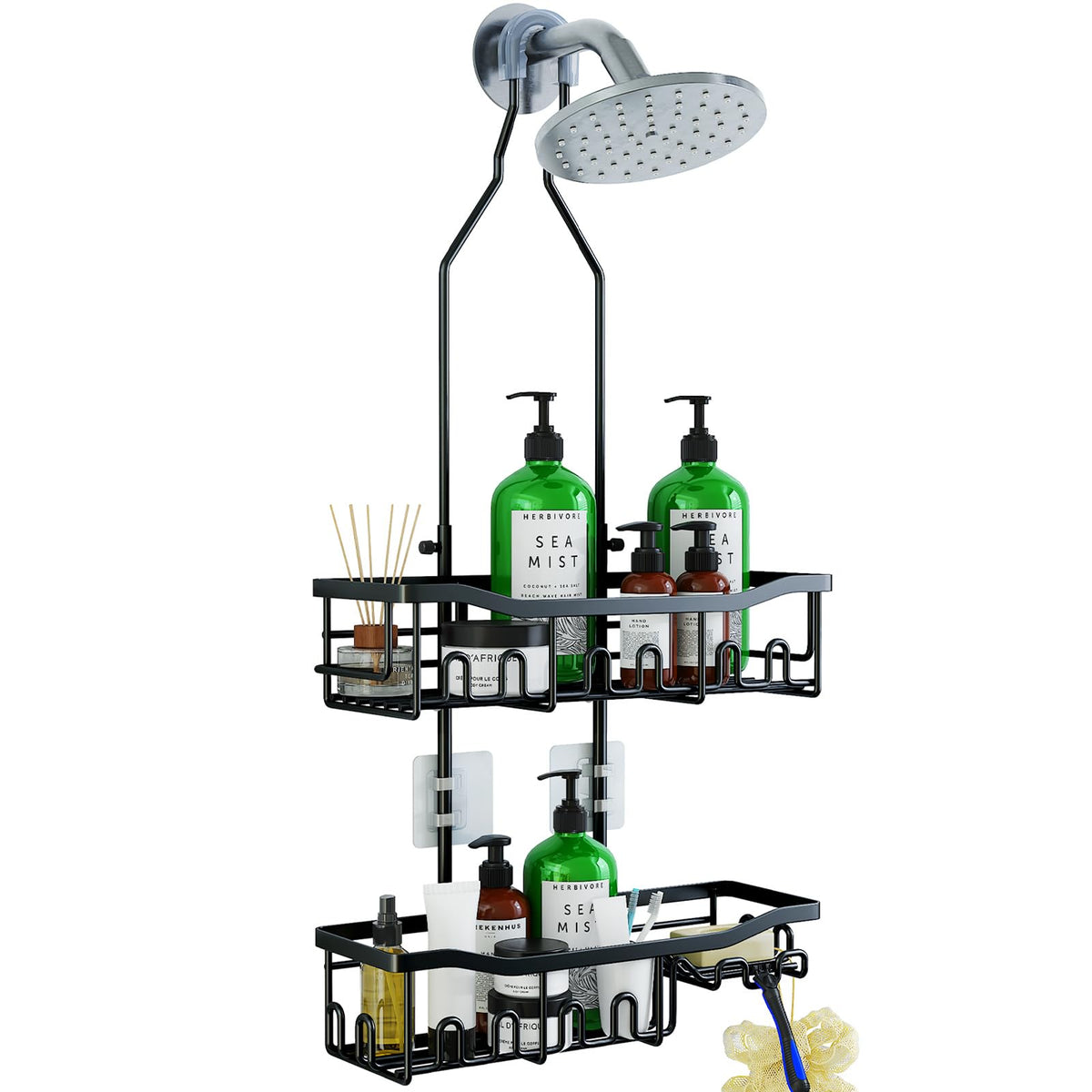 Upgraded Extended Length Shower Organizer with Hooks, Rustproof - Image 1