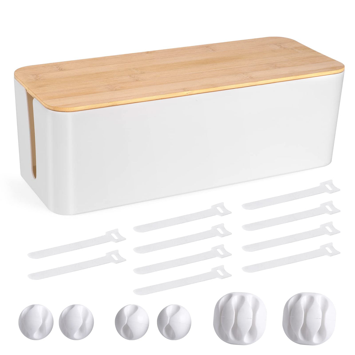 Tuwechen Cable Management Box, Wooden Style Large Cord Organizer - Image 1
