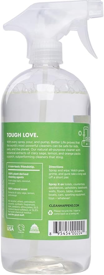Better Life 32 Oz All Purpose Cleaner 2 Scents- Clary Sage & Citrus + Currant & Citrus