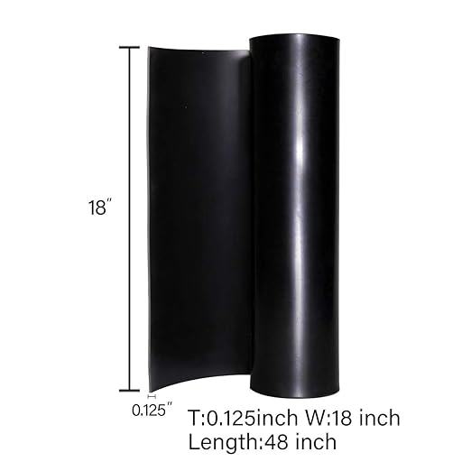 TORRAMI Neoprene Rubber Sheet Roll 1/8 (.125) Inch Thick x 18 Inch Wide x 48 Inch Long for DIY Gaskets, Pads, Seals, Crafts, Flooring,Cushioning of Anti-Vibration, Anti-Slip