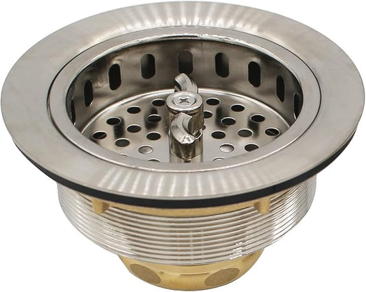 Westbrass D213-07 3-1/2" Wing Nut Twist Style Large Kitchen Sink Basket Strainer, Satin Nickel