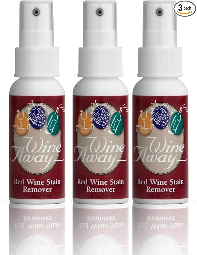 Wine Away Red Wine Stain Remover - Perfect Fabric Upholstery and Carpet Cleaner Spray Solution - Removes Wine Spots - Spray and Wash Laundry to Vanish Stain - Wine Out - Zero Odor - 2 Ounce, Set of 3