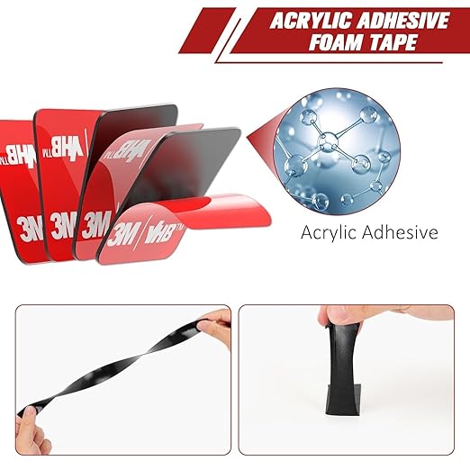 Made of 3M Double Sided Adhesive Pads 1" x 1" 20 PCS Square Heavy Duty VHB Black 5925 Sticky Mounting Foam Tape Strong Adhesive Waterproof for Home Office Car Deco
