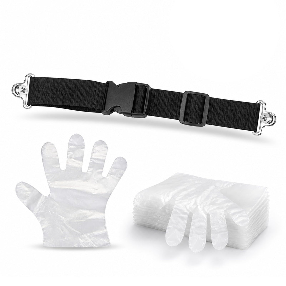 Trash Bag Securing Strap And Gloves Kit - Trash Can Lid Strap - Image 1