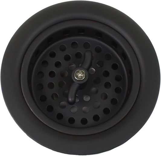 Mr. Scrappy 3.5" Sink Drain Assembly with Twist Lock Basket Strainer, Solid Brass, Black