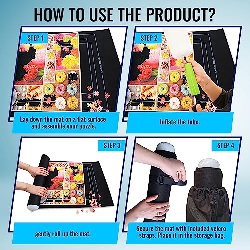 Black 1500 Pieces Jigsaw Puzzle Mat Roll Up | Unique - Image 6