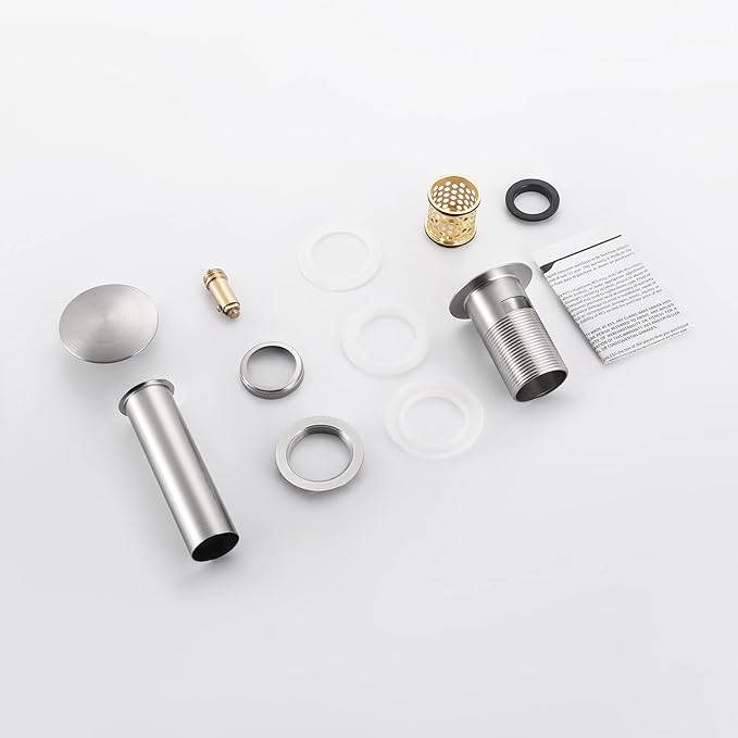 KES Bathroom Sink Drain with Overflow Vessel Sink, Lavatory Vanity Pop Up Drain Detachable Strainer, Brushed Nickel, S2018A-BN