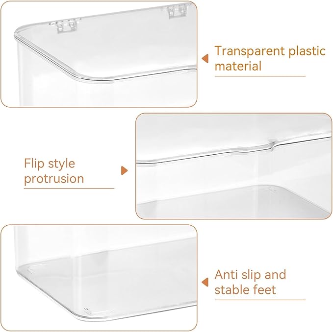 Plastic Box with Lid, Clear Storage Bins Containers Large Stackable Pencil Box Drawer Organizer Containers 8.9 X 6.5 X 3.9in for Organizing Art Craft, Sewing, Makeup, Nail Supplies