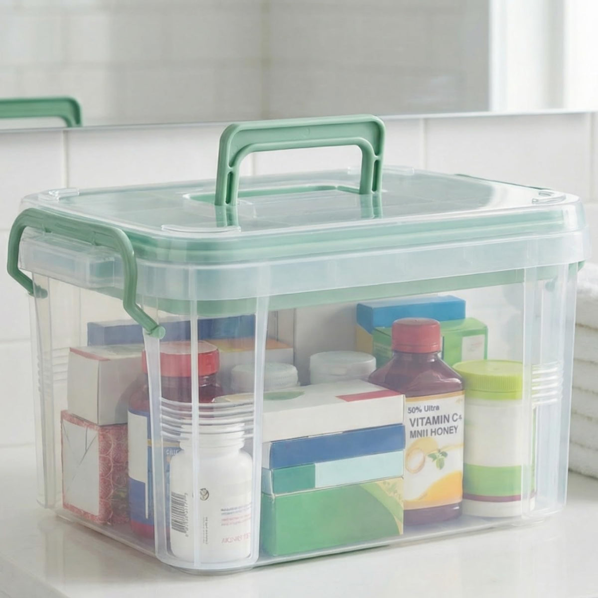Goaste 15QT Clear Medicine Organizer Box with Handle - Image 1