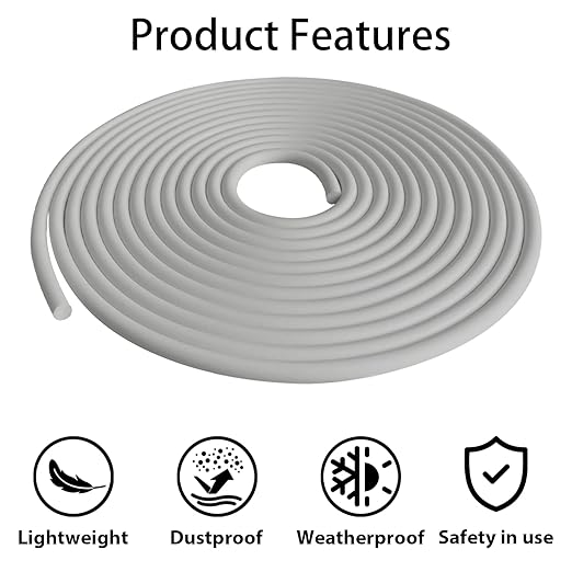 Backer Rod 1/4 Inch, 16.4' EPDM Rubber Caulk Saver Backer Rod Foam Strip Rope Seal for Concrete Joints, Wall Cracks, Driveway and Joint Fillers(Gray, 16.4')