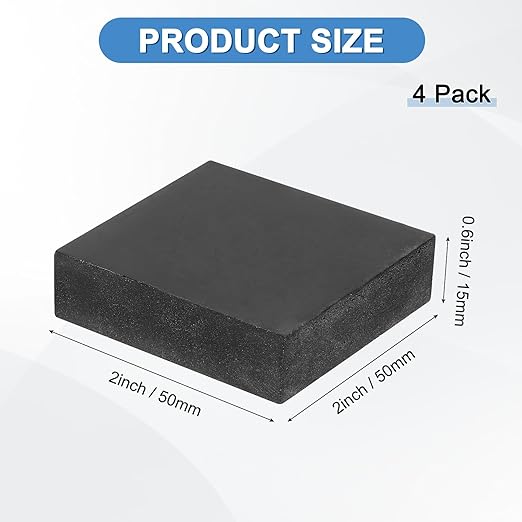 4-Pack Rubber Anti Vibration Pads 2" Non-Slip Square Vibration Isolation Pads Anti Noise Shock Absorbing Mats for Washing Machine/Dryer/HVAC/Air Conditioner [ 0.6" Thickness]