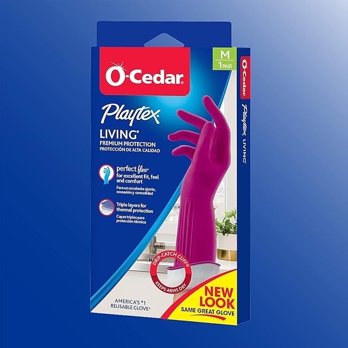 PLAYTEX HandSaver Rubber Gloves, Premium Protection for Kitchen and Household Cleaning (Medium, 6 Pack)