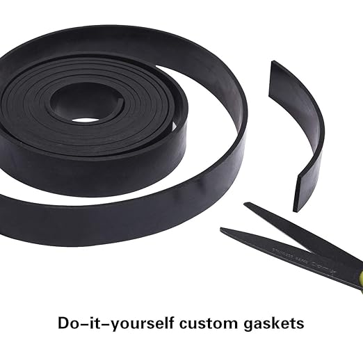 TORRAMI Solid Neoprene Rubber Strips Roll 1/8 (.125) inch Thick X 1 inch Wide X 10 Feet, for DIY Weather Stripping, Gasket, Seal
