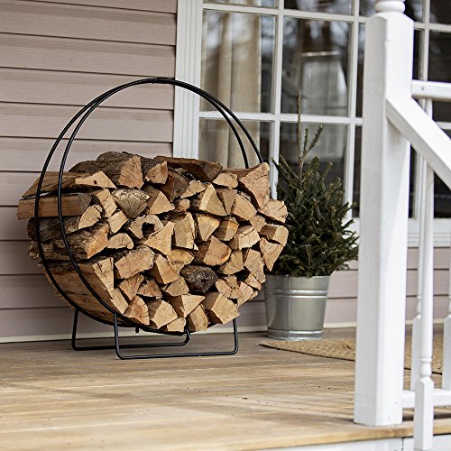 UniFlame Firewood Log Hoop Rack with 1/2" Solid Stock, Black - Image 6