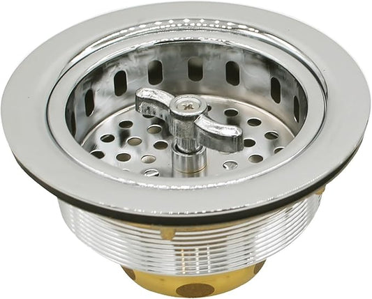 Westbrass Wing Nut Style Large Kitchen Sink Basket Strainer, Polished Nickel, D213-05
