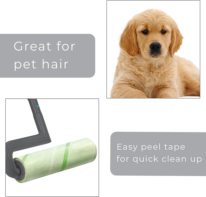 Smart Design Mega Floor Lint Roller Refill - Set of 2 (100 Sheets Total) - Easy-Peel Angled 10 inch Large Adhesive Sticky Sheets - Cleaning, Carpet, Car, Clothes, Dog Cat Fur, and Pet Hair Remover