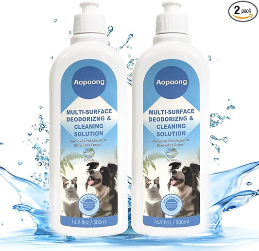 Multi-Surface Floor Cleaning Solution Ocean Scent, Household Floor Cleaner Care for All Robot Vacuums with Mopping and Cordless Wet/Dry Vacuums (16.9Fl Oz/500ML) 2bottle