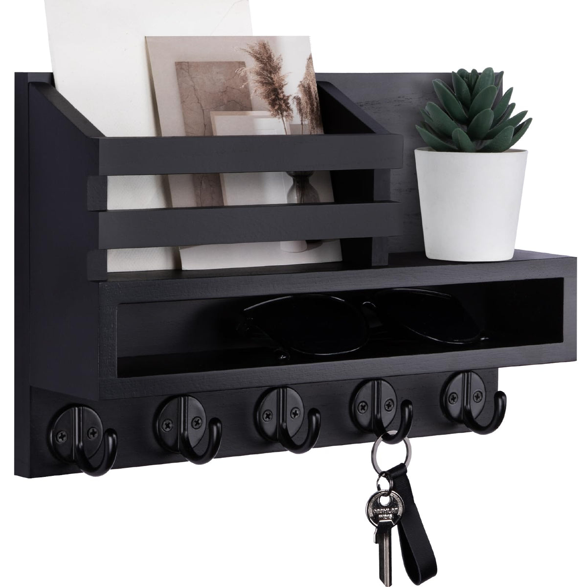 Key and Mail Holder Wall Mount, Key Hanger with Long - Image 1