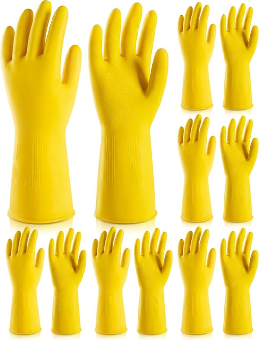 6 Pairs Rubber Cleaning Gloves,Reusable Dishwashing Gloves,Household Dish Gloves for Washing,Cleaning,Kitchen,Painting, Gardening, Pet Care,Extra Thickness,Non-Slip,13", 20 Mil, Heavy Duty, XL