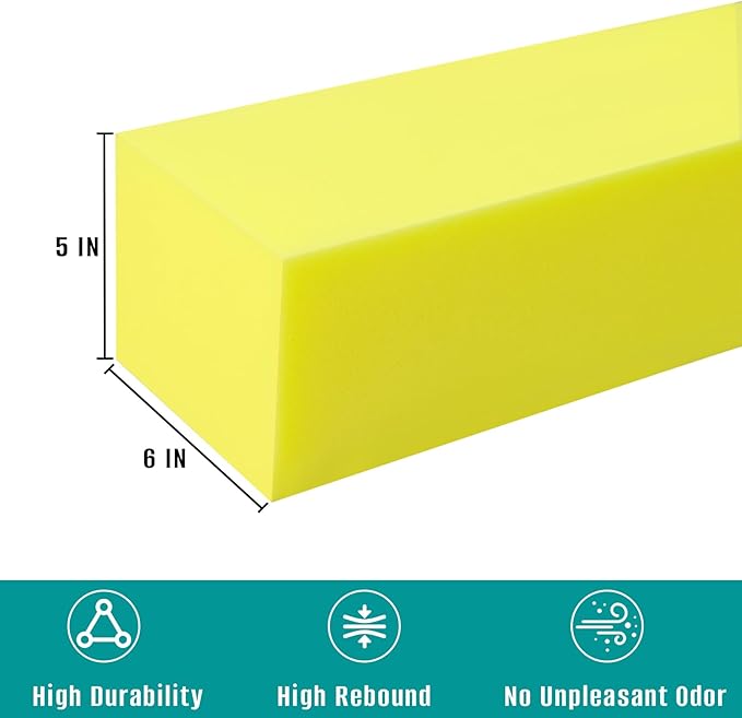 Bed Gap Filler, High Density Foam Mattress Extender for Headboard/Wall Gaps,2-Meter Extra Long Cut-to-Fit Yellow Foam Sponge Strip (78''x6''x5'')