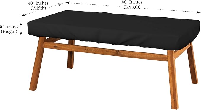 Covers & All Rectangle Table Top Cover, 12 Oz Waterproof UV & Weather Resistant Patio Table Cover, Outdoor Table Cover for Patio Furniture (80" L x 40" W x 5" H, Black)