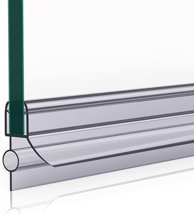 Frameless Shower Door Bottom Seal, 2 PCS 3/8" x 36" Shower Door Sweep for 3/8 Inch Glass, Glass Shower Door Seal Strip, Stop Shower Leaks and Create a Water Barrier(9A10)