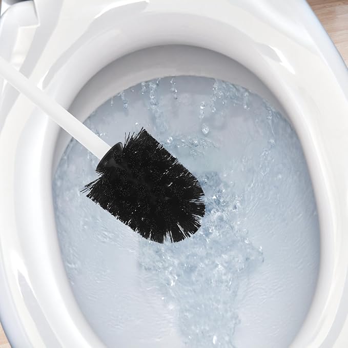 10pcs Heavy Duty Replaceable Toilet Brush Heads with Stainless Steel Base, Round Head Design Bathroom Cleaning Brush Refills for Home and Hotel Toilets