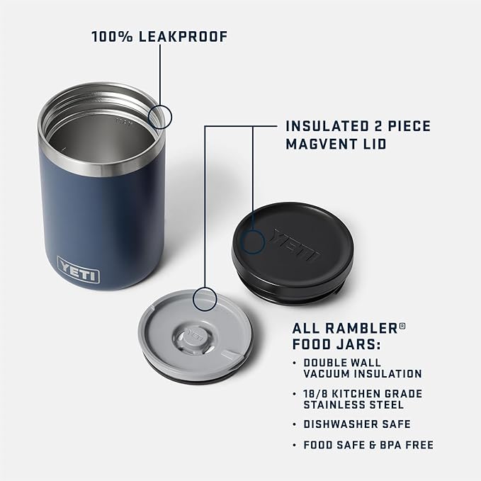 YETI Rambler 16 oz Food Jar, Vacuum Insulated, Stainless Steel, With Airtight Lid, Navy