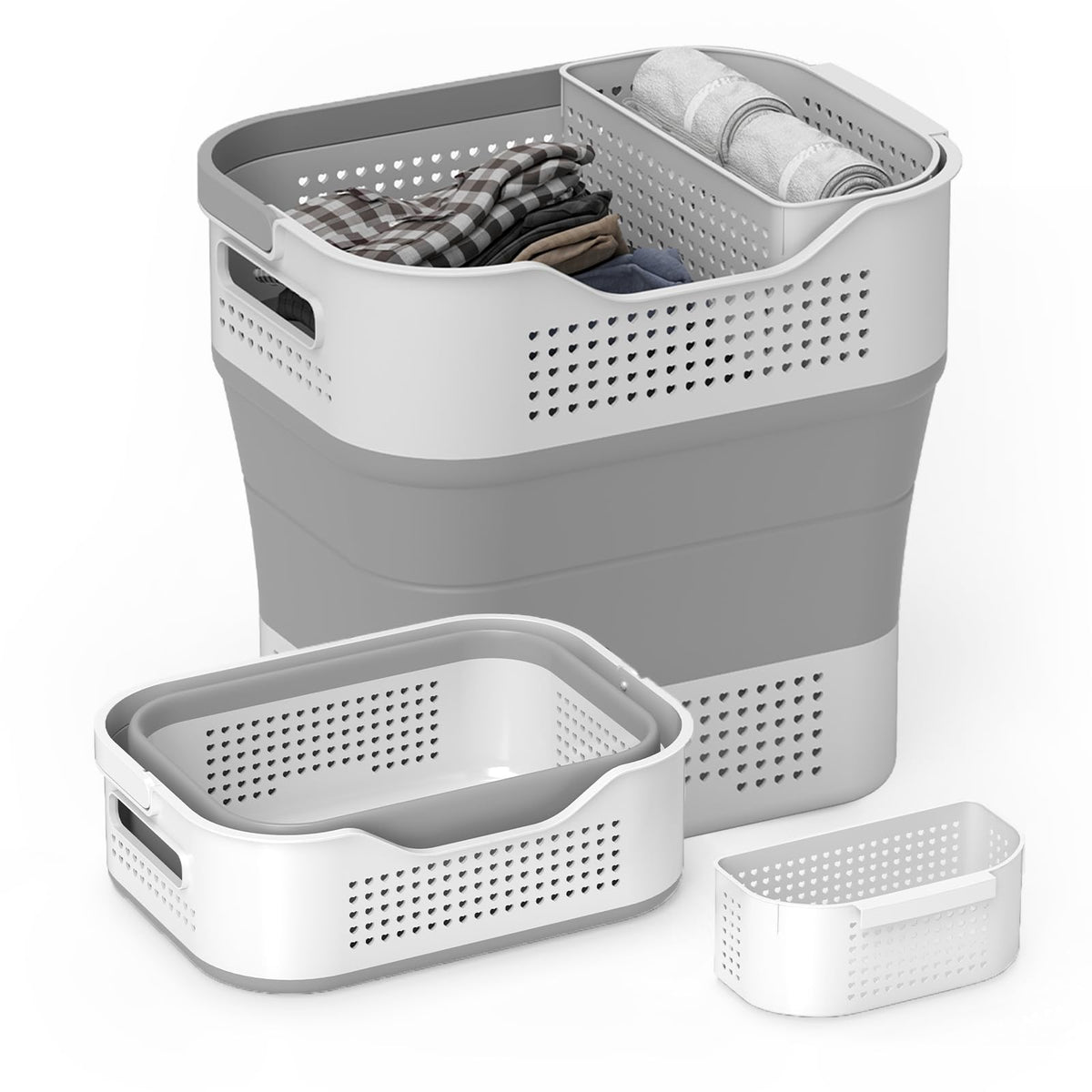 TECHMILLY Collapsible Plastic Laundry Basket Hamper - Image 1