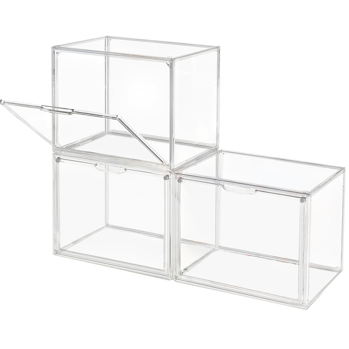 GUDEMAY Clear Stackable Plastic Storage Bins with Magnetic Lid - Image 1