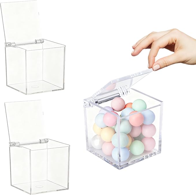 Acrylic Hinge Lid Box Clear Display Box with Lid Clear Acrylic Small Multipurpose Storage Box for Keepsakes, Jewelry, Trinkets