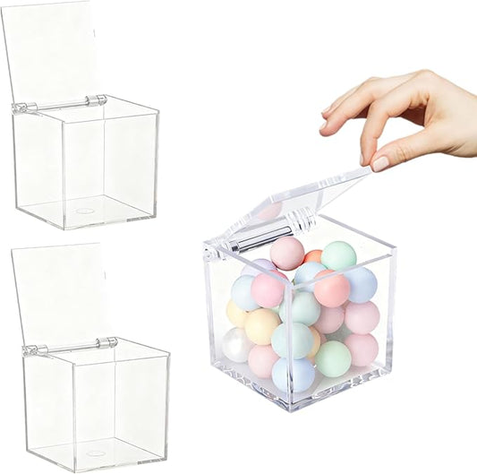 Acrylic Hinge Lid Box Clear Display Box with Lid Clear Acrylic Small Multipurpose Storage Box for Keepsakes, Jewelry, Trinkets