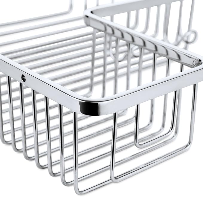 Shower Corner Shelf,304 Caddy Stainless Steel Rustproof,Soap Caddy Shower Organizer Wall Mounted Basket,Polished Finish，Right-Angle Basket