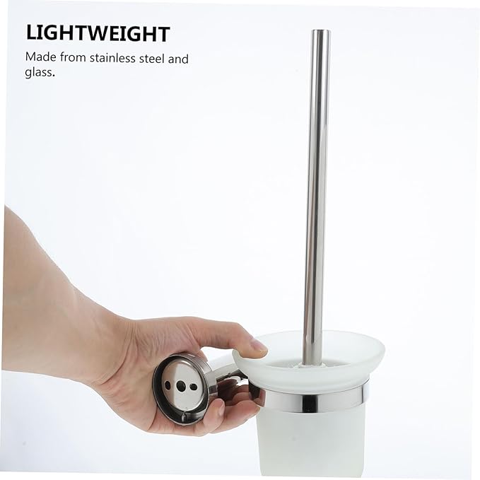 Stainless Steel Wall-Mounted Toilet Brush Set Elegant Holder for Bathroom Cleaning Space-Saving Design for and Rv Use