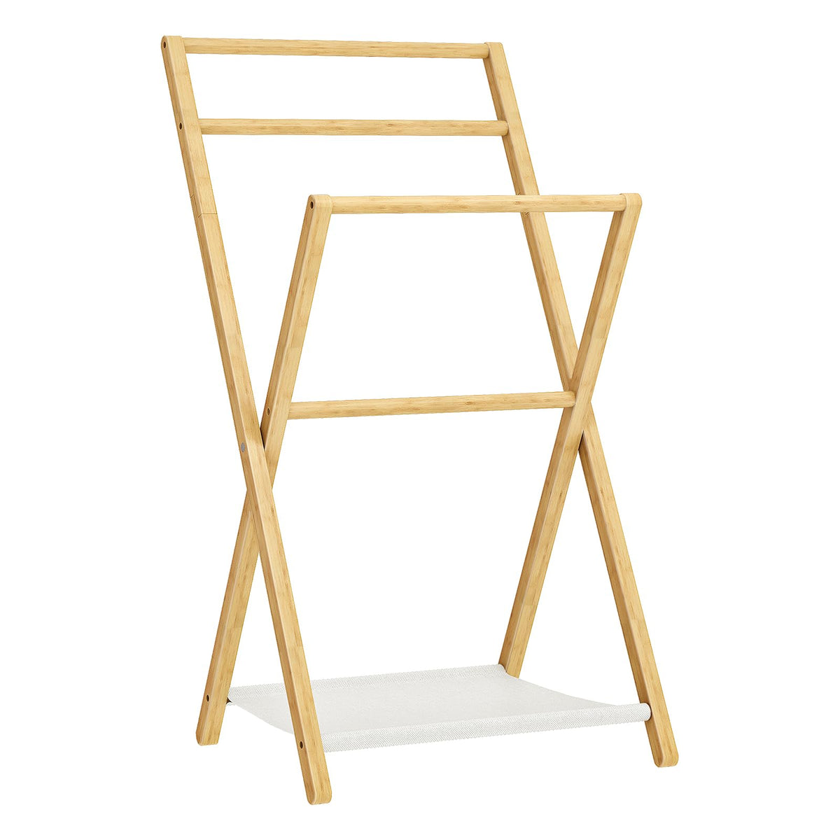 HOOBRO Towel Rack with Shelf, 3 Tier Bamboo Foldable Quilt - Image 1