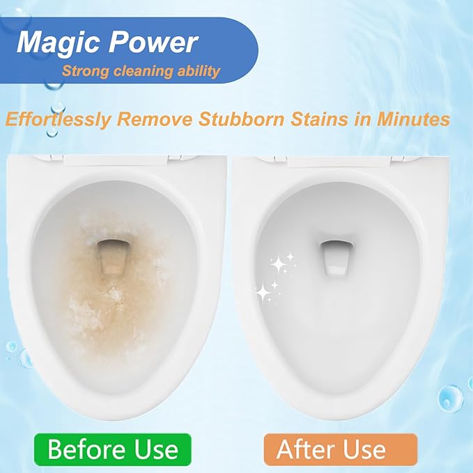 Pumice Stone Toilet Bowl Cleaner with Extra Long Handle - Effortlessly Removes Hard Water Stains, Limescale, Calcium, Rust from Toilets, Bathtubs, Grills, Pools & Sinks, 1 Wand+6 Pumice Stones