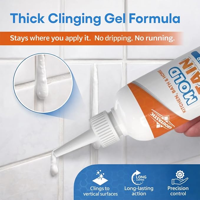 Stain Remover Gel Cleaner Heavy Duty for Front Loader Washing Machine Seal, Bathroom Grout, Shower, Caulk - Cleaning Solution