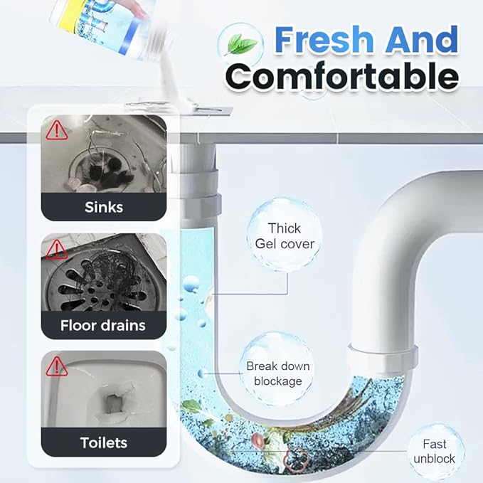 Sink and Drain Cleaner, Multi-functional Pipeline Dredging Agent, Sink Drain Cleaning Powder for Kitchen,Bathroom,Toilet,Pipe Maintenance (3)