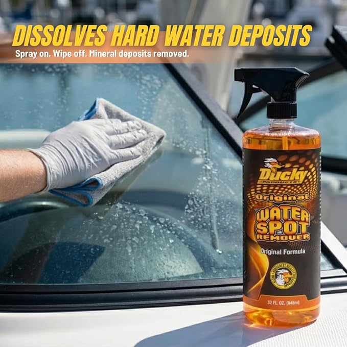 DUCKY PRODUCTS Original Water Spot Remover: Spray for Boat, Car, Motorcycle & RV Exterior Detailing, 32 oz