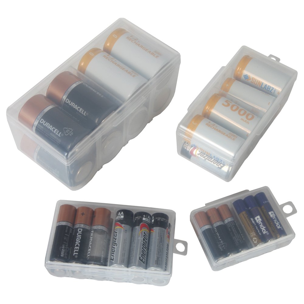 Home-X Set of 4 Battery Organizer Storage Cases - Clear - Image 1