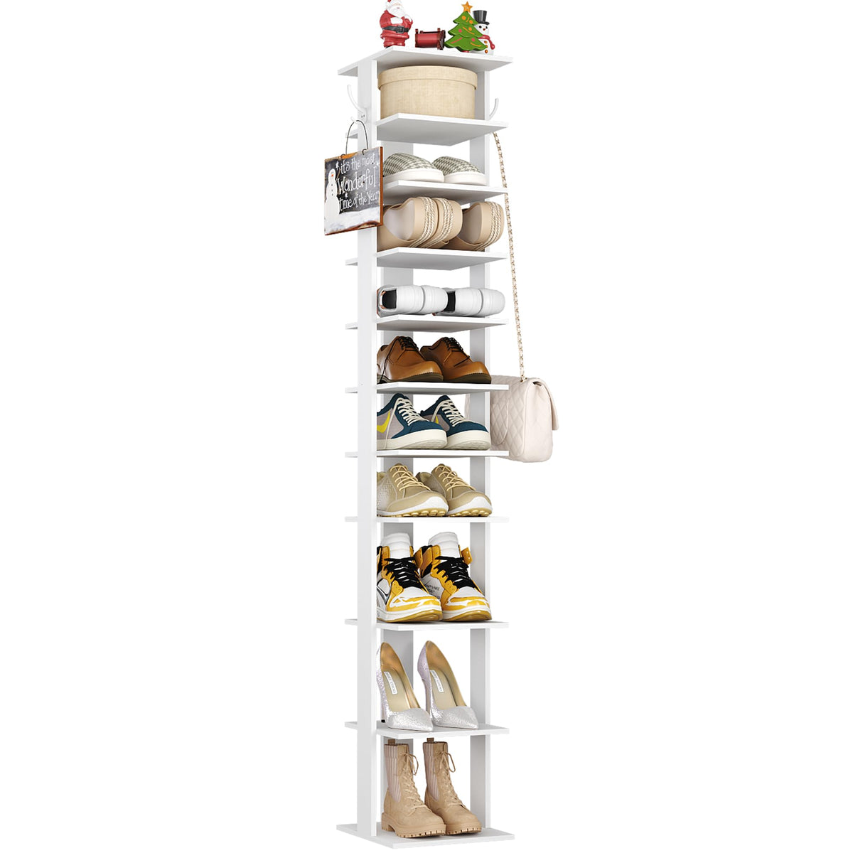 HOMEFORT 10-Tier Vertical Shoe Rack, Corner Shoe Tower - Image 1