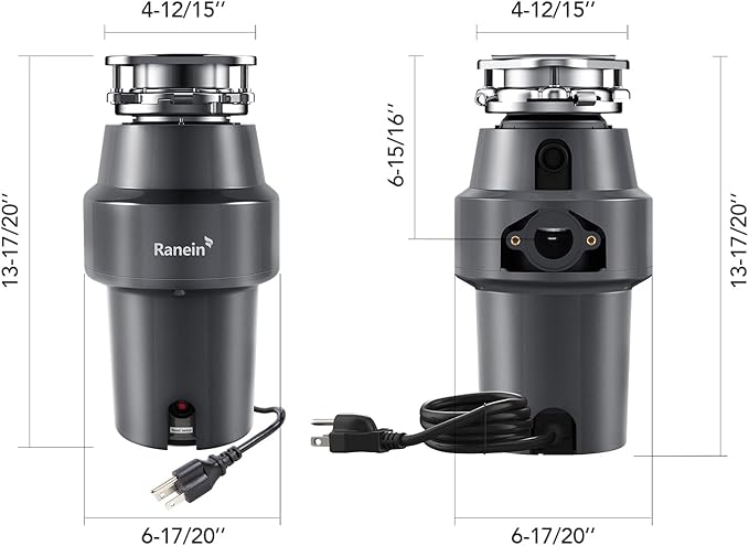 Upgraded 1/2 HP Garbage Disposal with Power Cord, Quiet & Powerful Stainless Steel Grinding System, Continuous Feed Kitchen Sink Waste Disposer – DeepCut Series