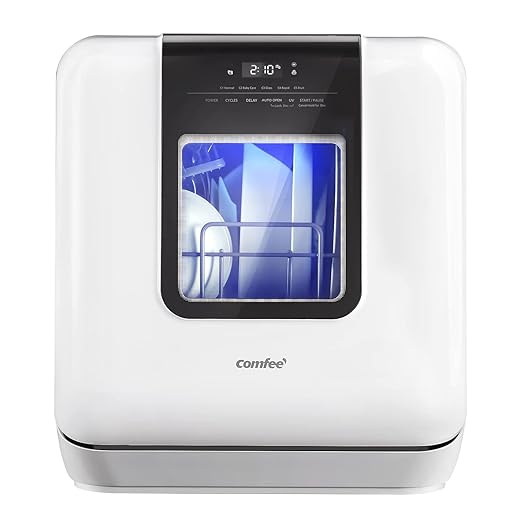 COMFEE' Countertop Dishwasher Bundle with Eureka Lightweight Upright Vacuum Cleaner for Carpet and Hard Floor