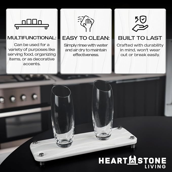 2-Piece Water Absorbing Stone Tray Set – Fast-Dry Diatomite Soap Trays for Bathroom & Kitchen Sink, Silver Finish